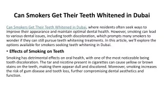 Can Smokers Get Their Teeth Whitened in Dubai