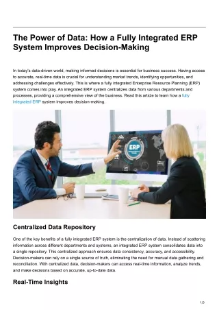 The Power of Data How a Fully Integrated ERP System Improves Decision-Making