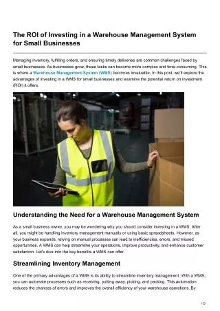 The ROI of Investing in a Warehouse Management System for Small Businesses