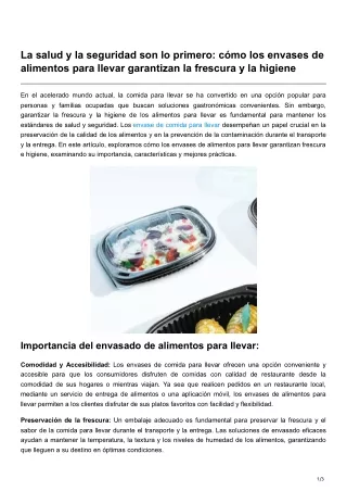 La salud y la seguridad son lo primero cómo los envases de alimentos para llevar garantizan la frescu