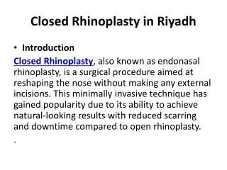 Closed Rhinoplasty in Riyadh