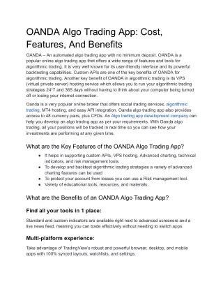 OANDA Algo Trading App_ Cost, Features, And Benefits