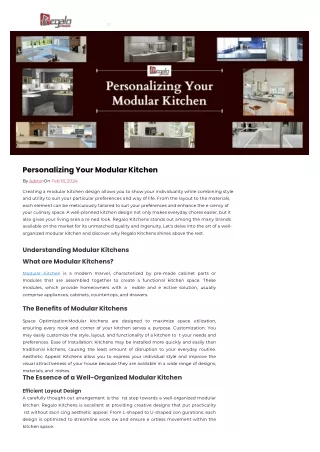 Personalizing Your Modular Kitchen