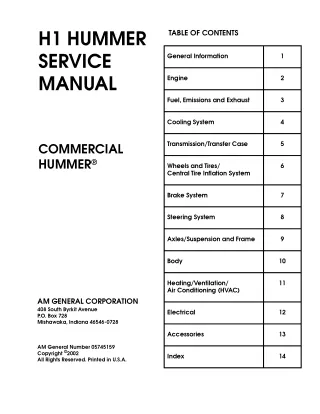 HUMMER H1 1997 Service Repair Manual