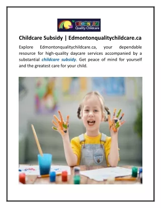 Childcare Subsidy  Edmontonqualitychildcare.ca