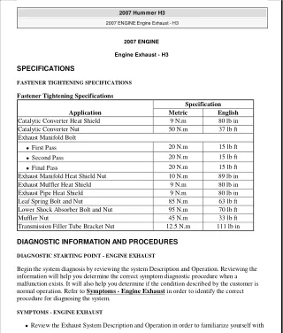 HUMMER H3 2007 Service Repair Manual