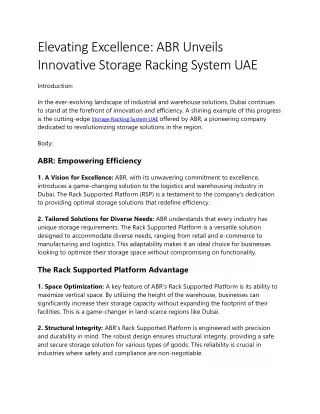 Storage Racking System UAE