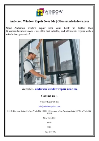 Anderson Window Repair Near Me  Glassesandwindows.com