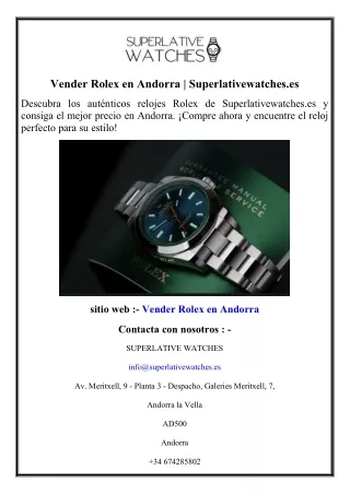 Vender Rolex en Andorra  Superlativewatches.es