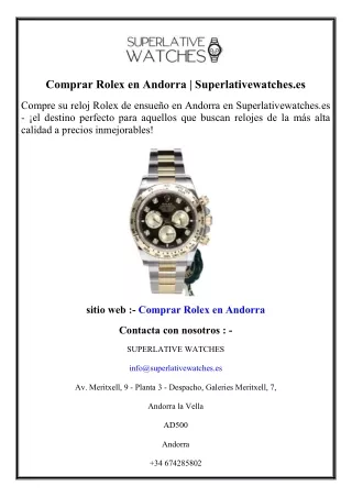 Comprar Rolex en Andorra  Superlativewatches.es