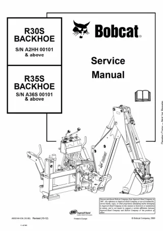 Bobcat R35S Backhoe Service Repair Manual SNA36S00101 AND Above