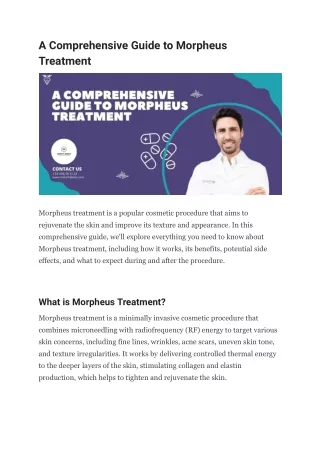 A Comprehensive Guide to Morpheus Treatment