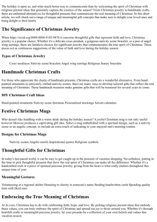 Accepting the Spirit of Christmas: Religious Present Ideas