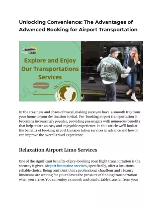 Unlocking Convenience: Advantages of Advanced Booking for Airport Transportation