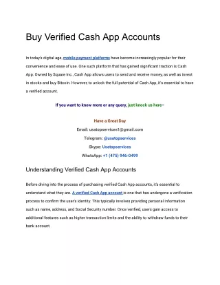 Worldwide To Buy Verified Cash App Accounts In This Year