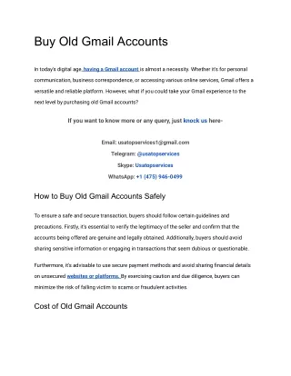 #Top 1 Site To Buy Old Gmail Accounts In This Year