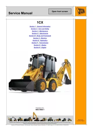 JCB 1CX BACKHOE LOADER Service Repair Manual SN（751600 Onwards）