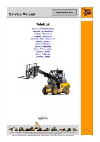 JCB 3.0D High Lift TELETRUK Service Repair Manual SN 1175813 to 1176593