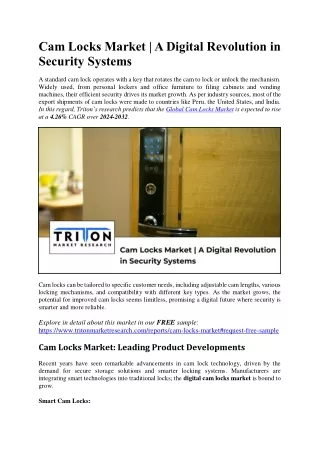 Cam Locks Market | A Digital Revolution in Security Systems