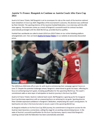 Rang nick to Continue as Austria Coach After Euro Cup 2024