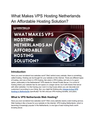 What Makes VPS Hosting Netherlands An Affordable Hosting Solution_