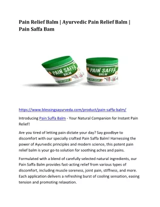 Pain Relief Balm | Ayurvedic Pain Relief Bam | Pain Suffa Bam