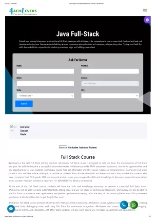 Java full stack developer course - 4achievers