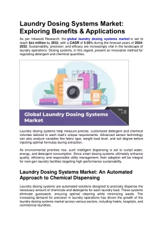 Laundry Dosing Systems Market: Exploring Benefits & Applications
