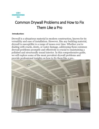 Common Drywall Problems and How to Fix Them Like a Pro