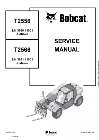 BOBCAT T2566 TELESCOPIC HANDLER Service Repair Manual SN：363111001 and Above