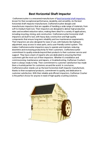 Best horizontal shaft impactors