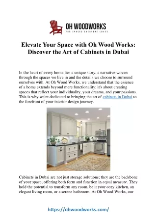 Elevate Your Space with Cabinets in Dubai