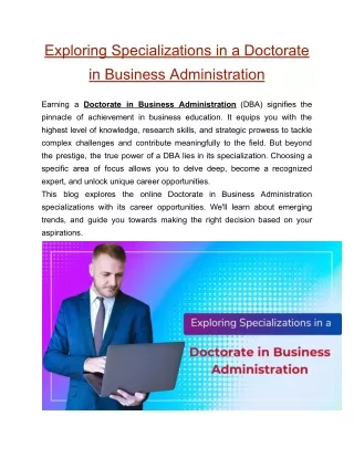 Exploring Specializations with a doctorate in Business Administration