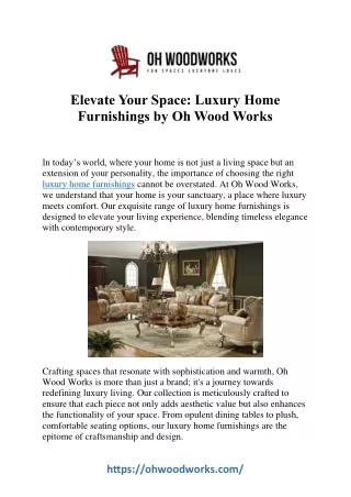 Elevate Your Living Space: Luxury Home Furnishings