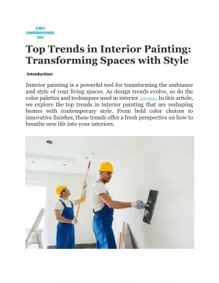 Top Trends in Interior Painting Transforming Spaces with Style