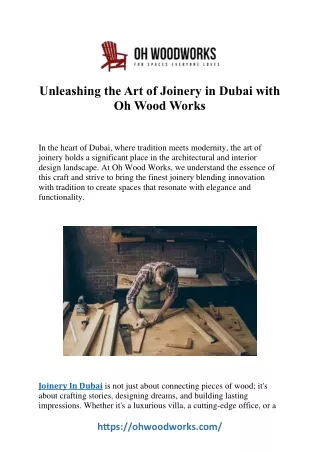 Crafting Excellence: Joinery in Dubai