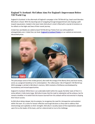 England Vs Scotland McCullum Aims For England's Improvement Before T20 World Cup