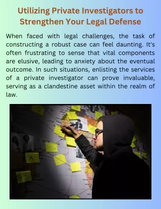 Utilizing Private Investigators to Strengthen Your Legal Defense