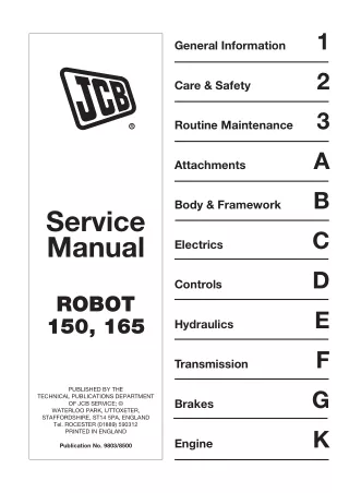 JCB 150 ROBOT Service Repair Manual SN678000 Onwards