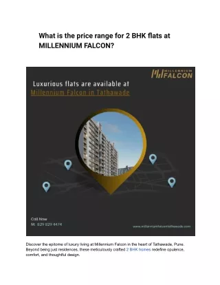 What is the price range for 2 BHK flats at MILLENNIUM FALCON_compressed