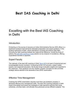 Best IAS Coaching in Delhi for Aspiring Civil Servants