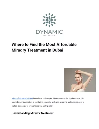 Where to Find the Most Affordable Miradry Treatment in Dubai
