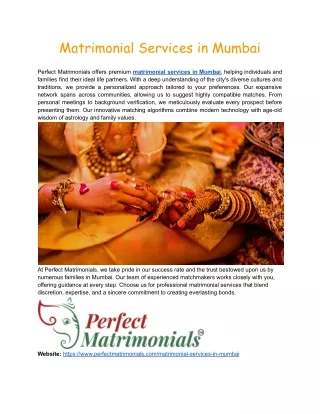 Matrimonial Services in Mumbai