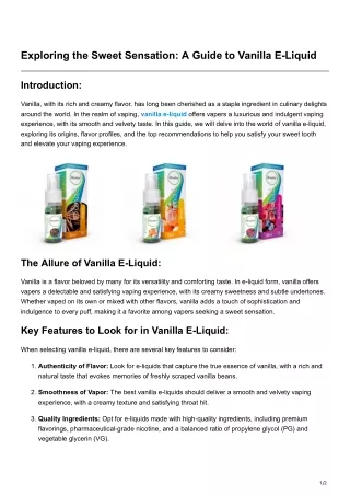 Exploring the Sweet Sensation A Guide to Vanilla E-Liquid