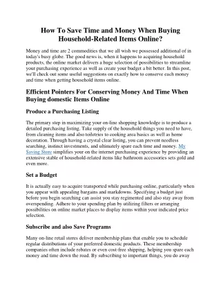 How To Save Time and Money When Buying Household