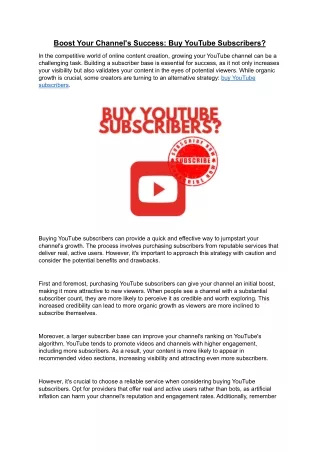 Boost Your Channel- Buy YouTube subscribers