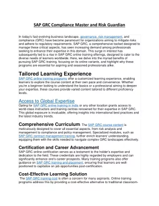 SAP GRC Compliance Master and Risk Guardian