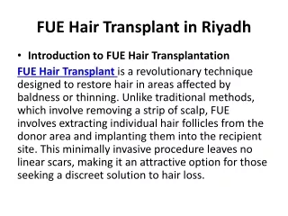 FUE Hair Transplant in Riyadh