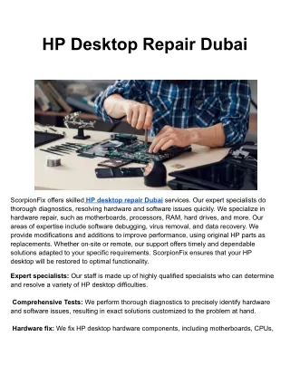 HP Desktop Repair Dubai