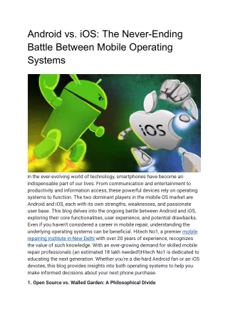 Android vs. iOS: The Never-Ending Battle Between Mobile Operating Systems